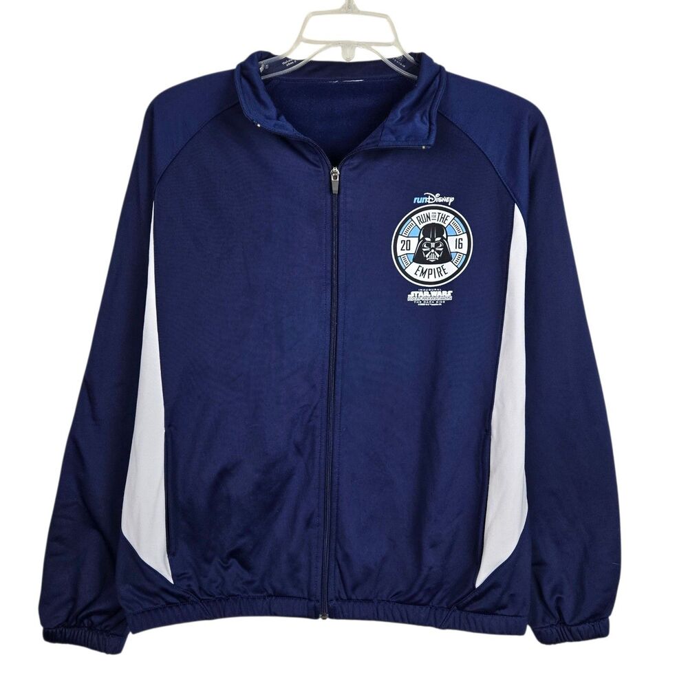 Disney Star Wars Darth Vader Run for the Empire Marathon Track Jacket Sz L Blue